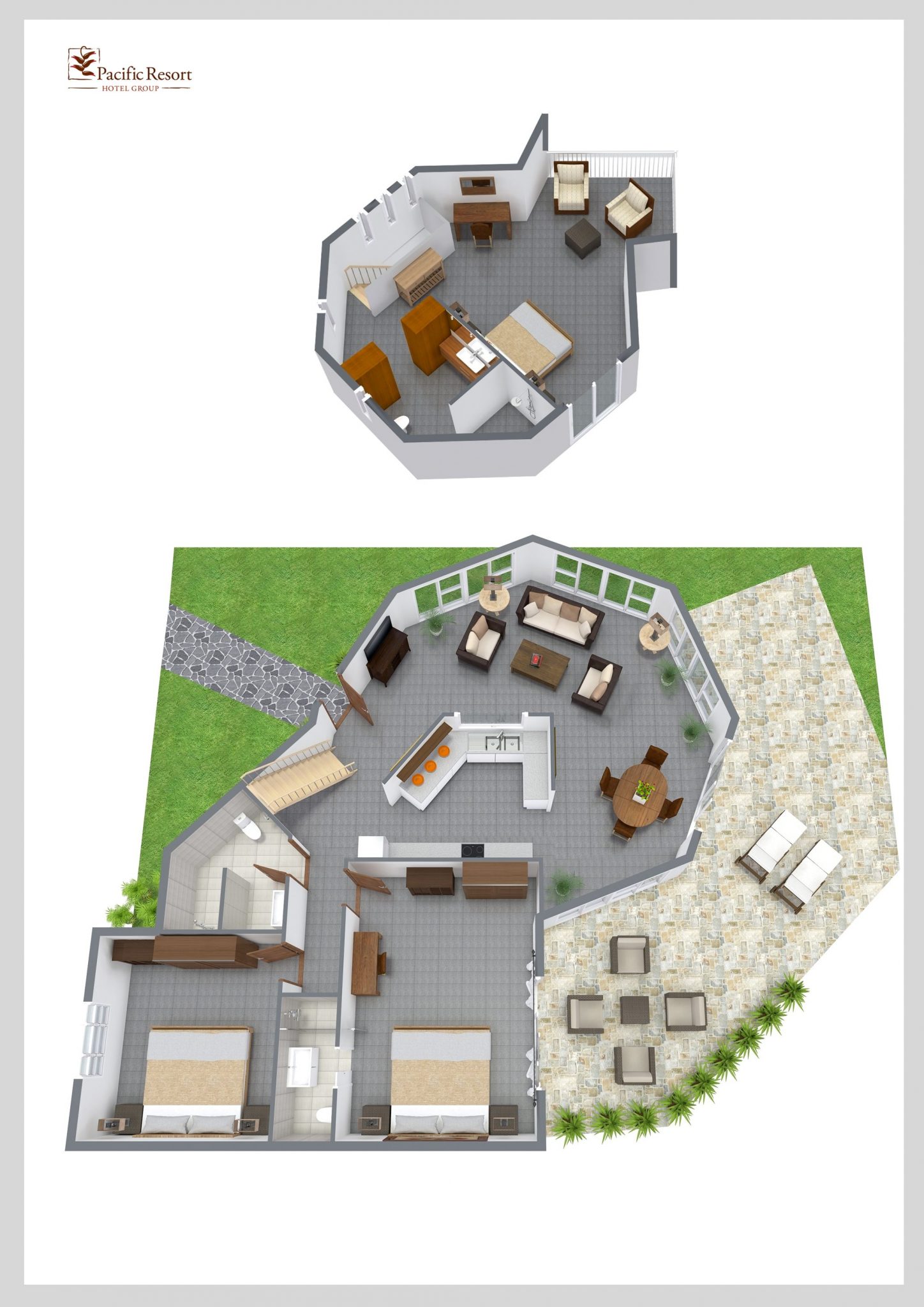 Premium Beachfront Villa (3 Bedroom) - Room Plan